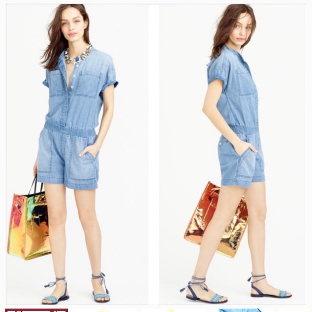 J Crew Romper Denim Chambray Womens 0